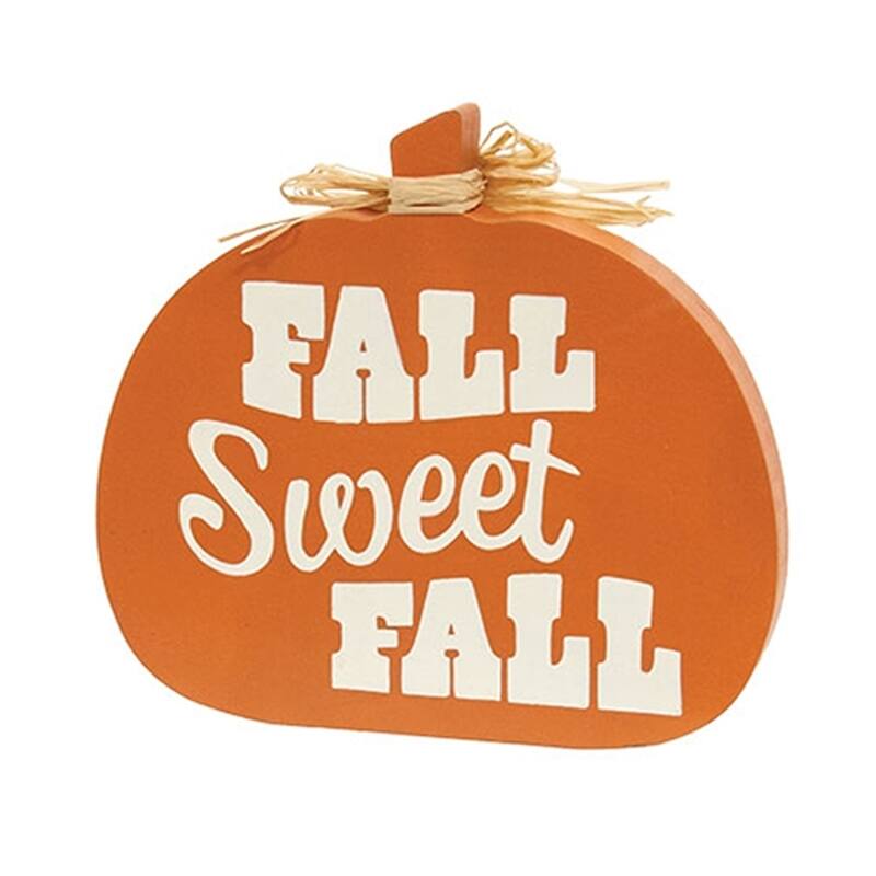 2-Sided Wooden Pumpkin Sitter Fall Sweet Fall Trick Or Treat - 6.50” x 0.75” x 6”