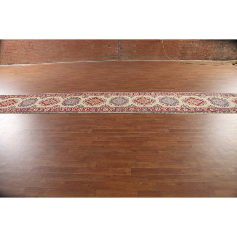Kazak Runner Rug Handmade Hallway Wool Carpet - 2'10" x 25'6"