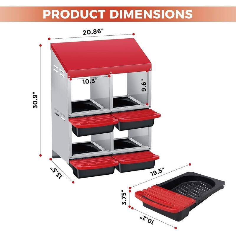 2 Tier 4 Holes Egg-Laying Boxes Nesting Boxes for Chickens Coops