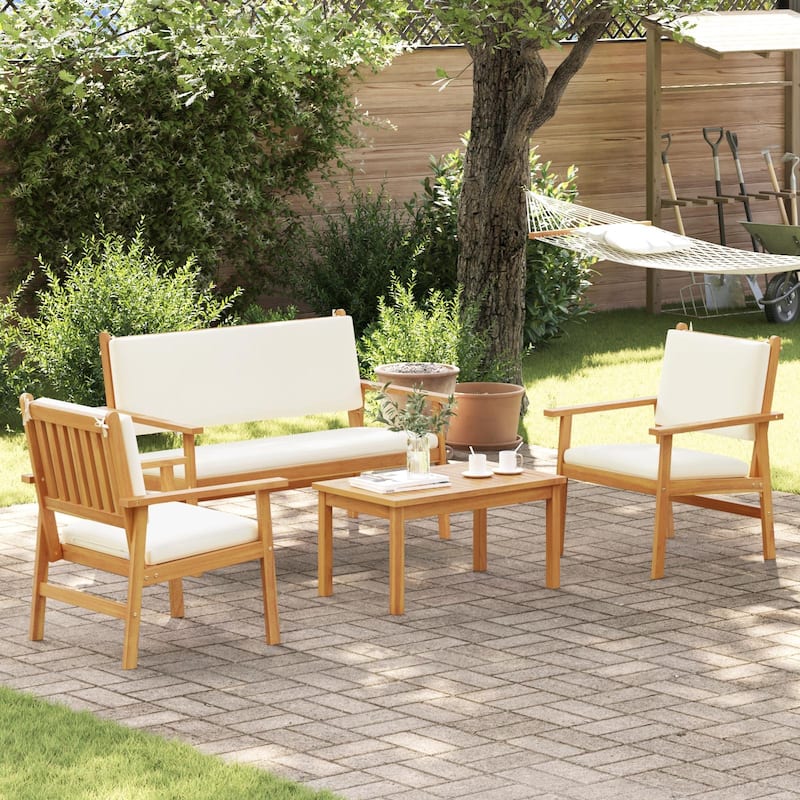 vidaXL 3/4/5/6 Piece Garden Sofa/Dining/Bistro Set with Cushions Solid Wood Acacia