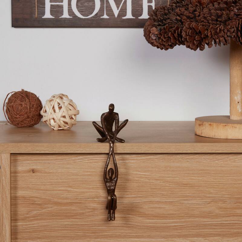 Man Lifting Woman Handcrafted Figurine - 8" - Bronze