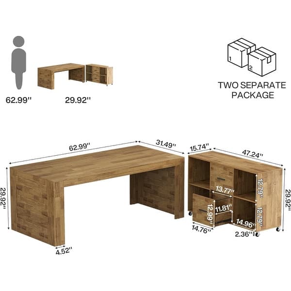 63" L Shaped Desk with Storage, Executive Office Desk - Bed Bath ...