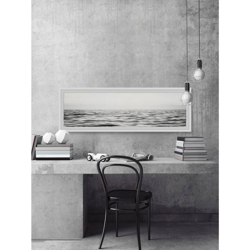 B&W Sea Framed Wall Art, Coastal Serenity - Tranquil Ocean-Inspired Wall Décor