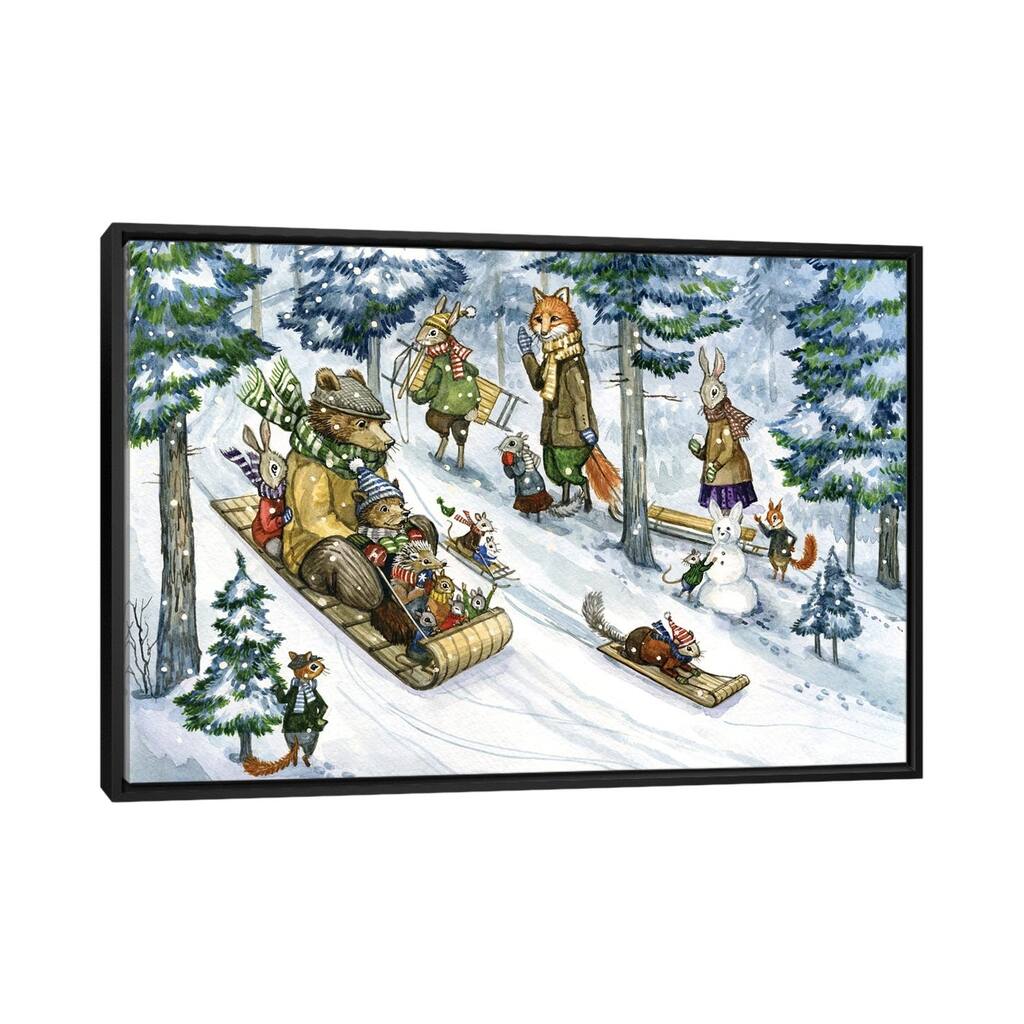 iCanvas "The Sledding Hill" by Astrid Sheckels Framed Canvas Print