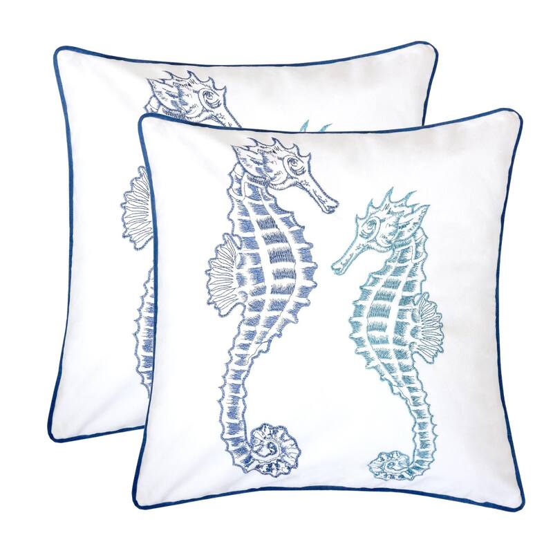 Blue / Spa Seahorses Pillow