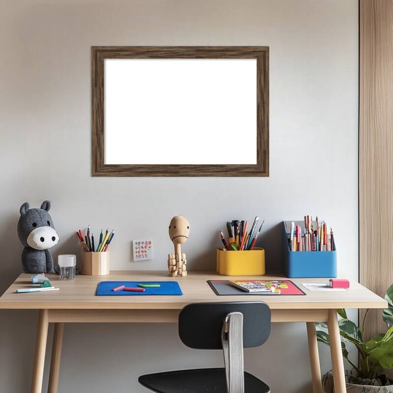 Amanti Art Regis Barnwood Grey Narrow Framed Dry Erase Magnetic Board