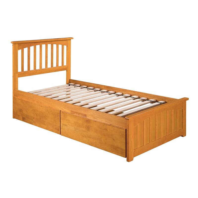 Antique Platform Bed with Footboard & Drawers - Grey Bedroom Furniture Set