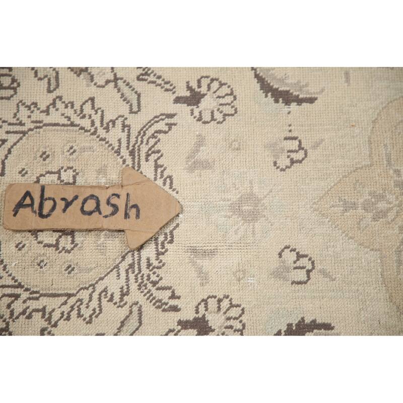Hand Knotted Oriental 100% Wool Carpet Traditional Floral Beige & Ivories Tabriz Area Rug - 12' 8'' X 9' 9''