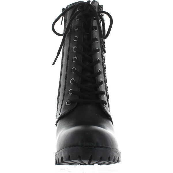 soda malia black womens heeled combat boots