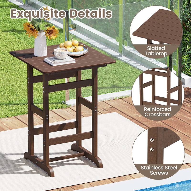 Costway 3-Piece Patio HDPE Bar Set Armchairs with Square High-Top - See Details