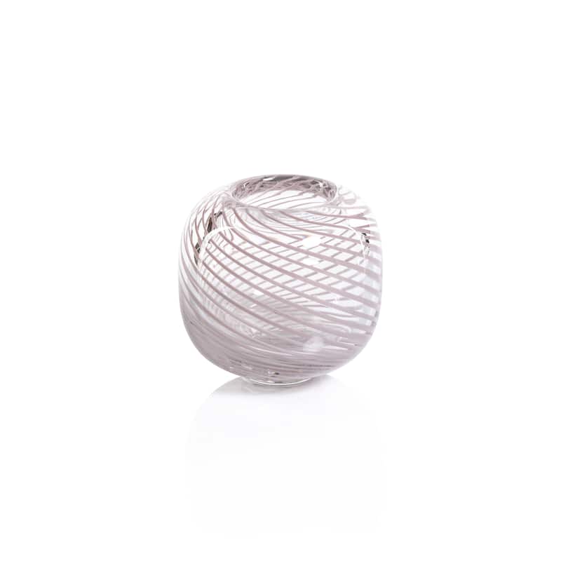 Chantilly Swirl Glass Bud Vase - Blush - Round- 3.5" x 3.5"