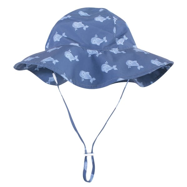 slide 1 of 1, Hudson Baby Infant and Toddler Boy Sun Protection Hat, Dark Blue Whale, 2T-4T - Dark Blue Whale Dark Blue Whale - 2T