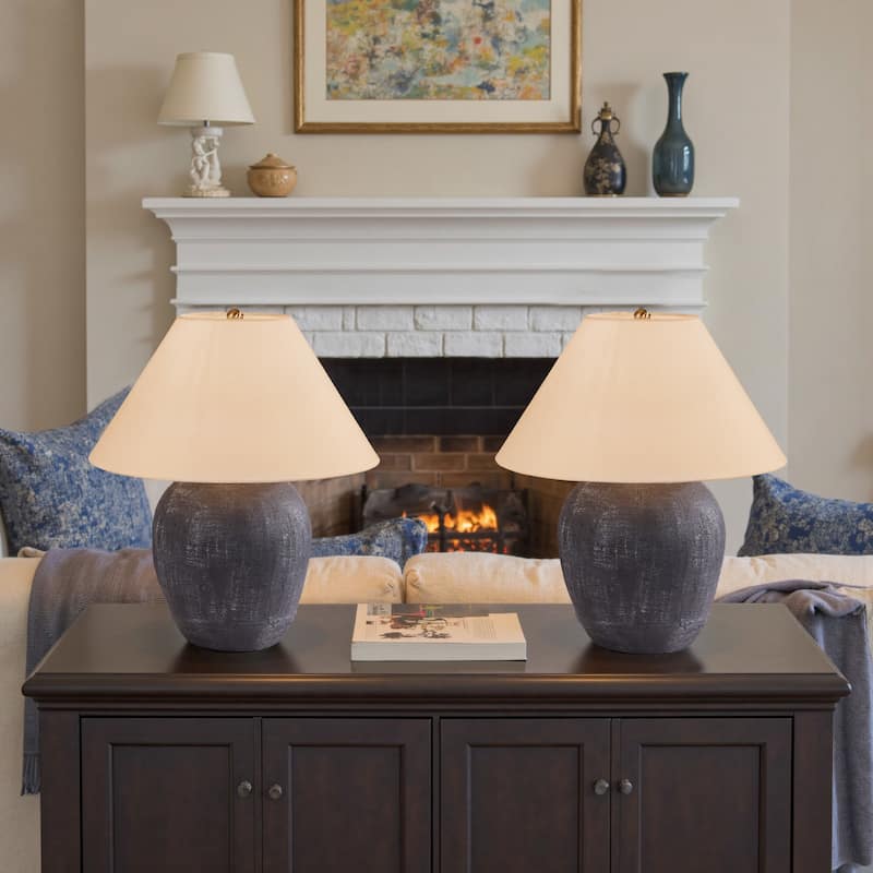 Ceramic Table Lamp with Linen Shade