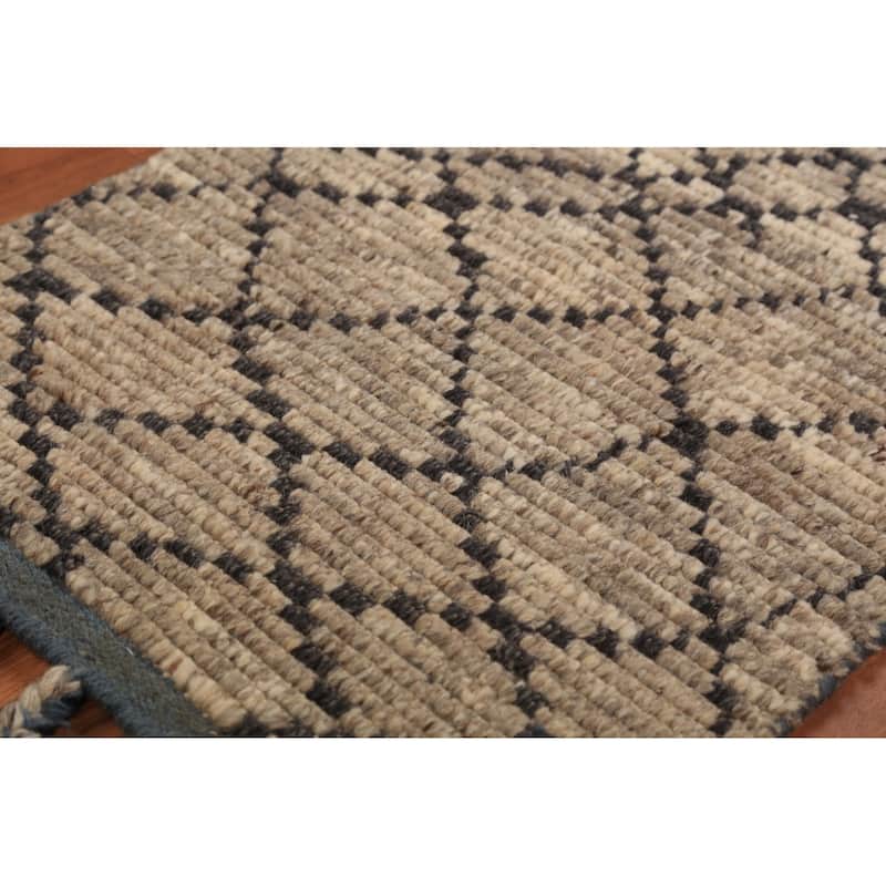 Striped Brown Moroccan Indian Foyer Rug Handmade Wool Carpet - 2'0"x 3'0"