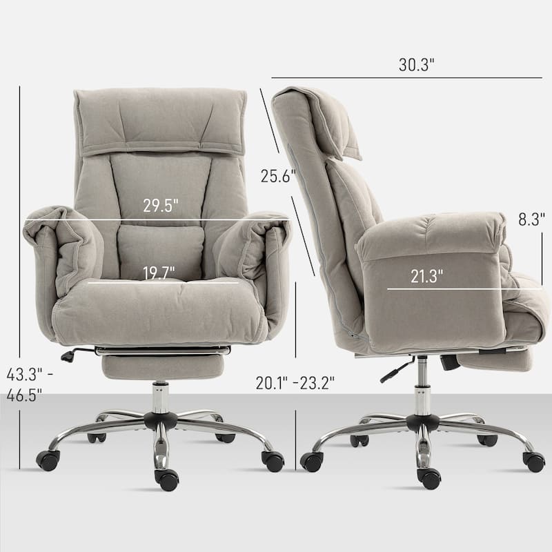 HOMCOM Executive Office Chair with Footrest, Reclining Swivel Computer Chair with High Back, Thick Cushion,Adjustable Height