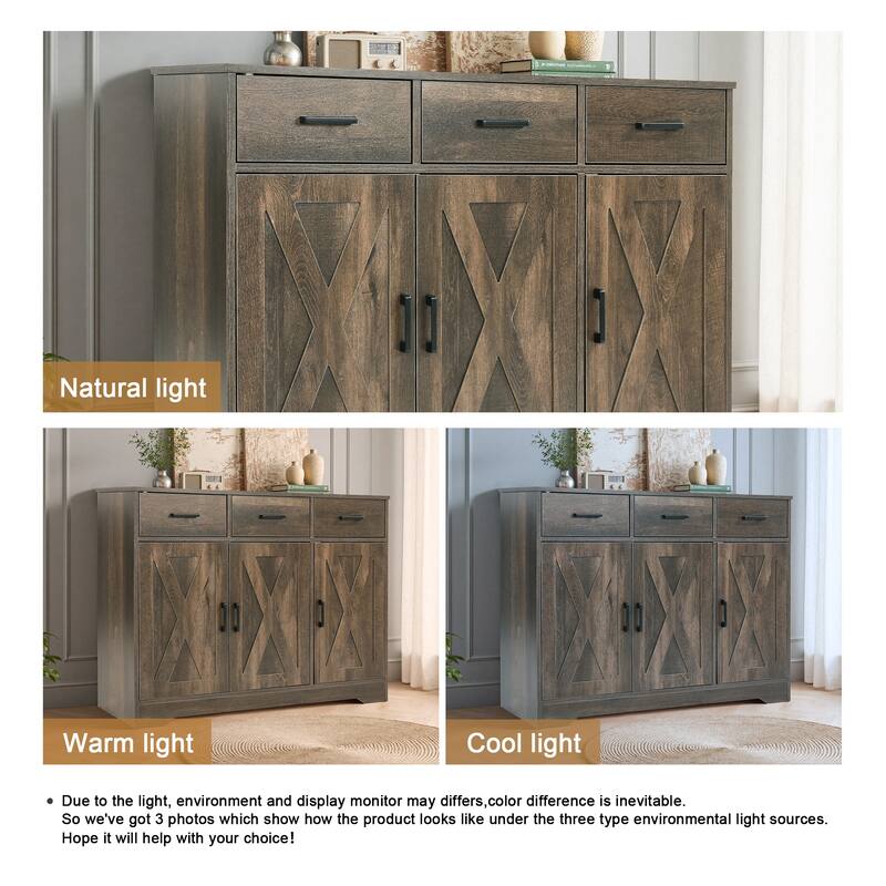 42.6" Wide TV Stand Console with 3 Storage Drawer