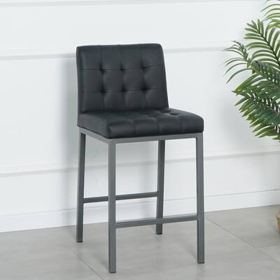 2 Pcs Cheap Modern Design High Counter Stool Metal Legs Kitchen Restaurant PU Bar Chair