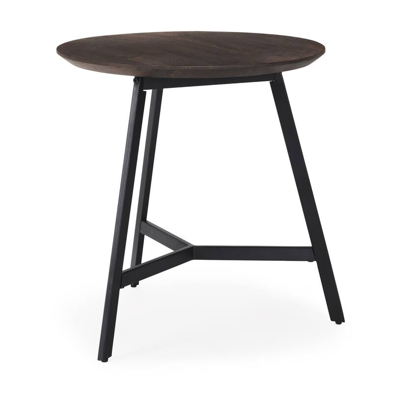 HomeRoots 23" Espresso and Black Solid Wood and Metal Tray Table - 23.00 in. x 22.00 in. x 22.00 in.
