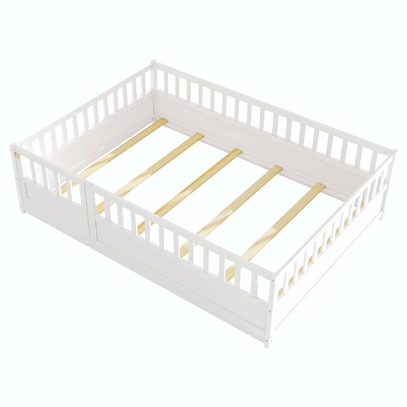 Full Size Floor bed with super high security barrier For children