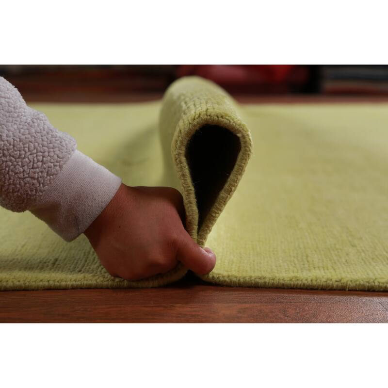 Hand Knotted Oriental 100% Wool Carpet Modern Solid Green Gabbeh Area Rug - 14' 0'' X 10' 1''