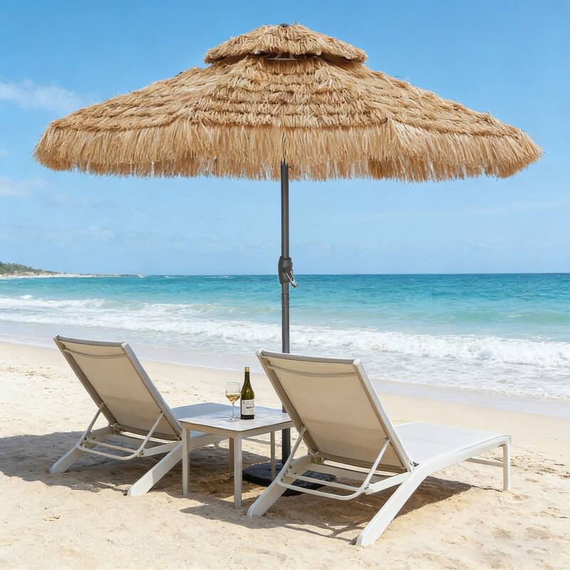Ainfox 7.5/9 ft Hula Tiki Outdoor Umbrella, Thatched Beach Umbrella - 9FT
