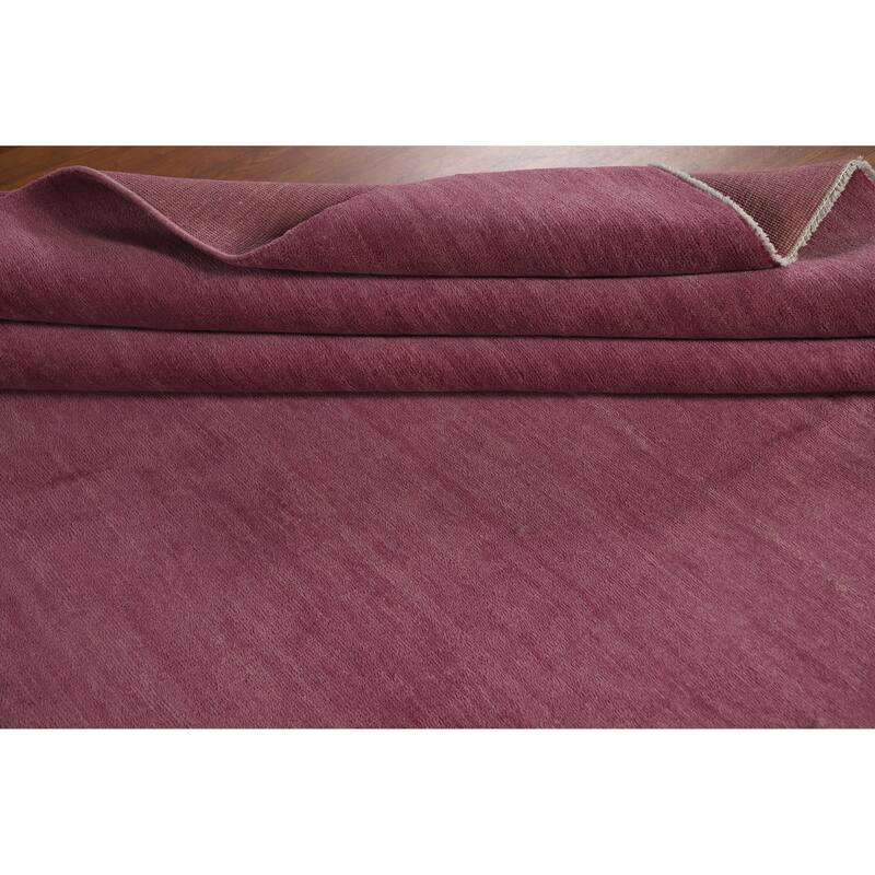 Hand Knotted Oriental 100% Wool Carpet Modern Solid Purples Gabbeh Area Rug - 11' 5'' X 8' 0''