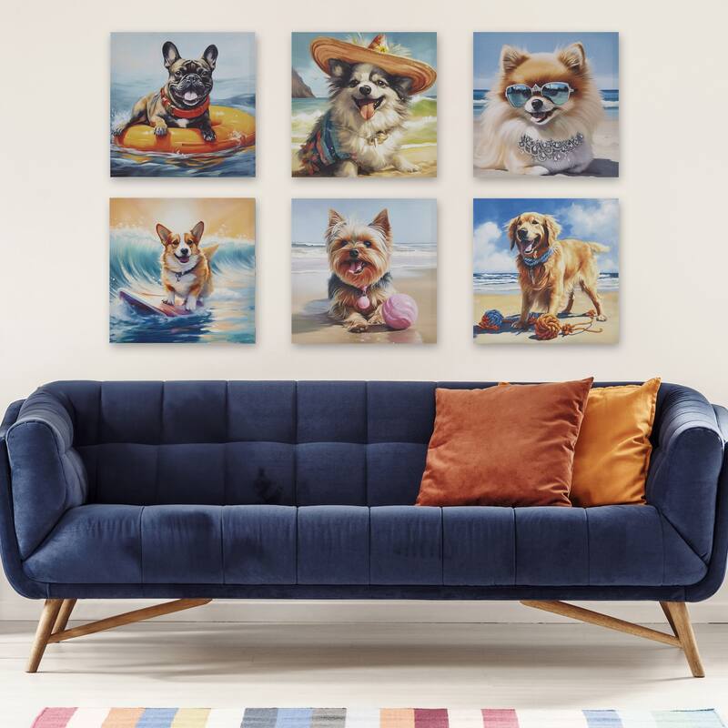 Chihuahua Canvas Wall Art - Blue