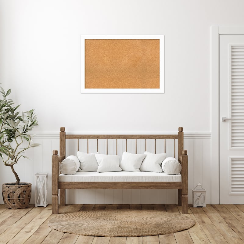 Basic Narrow Wood Framed Natural Corkboard Bulletin Board