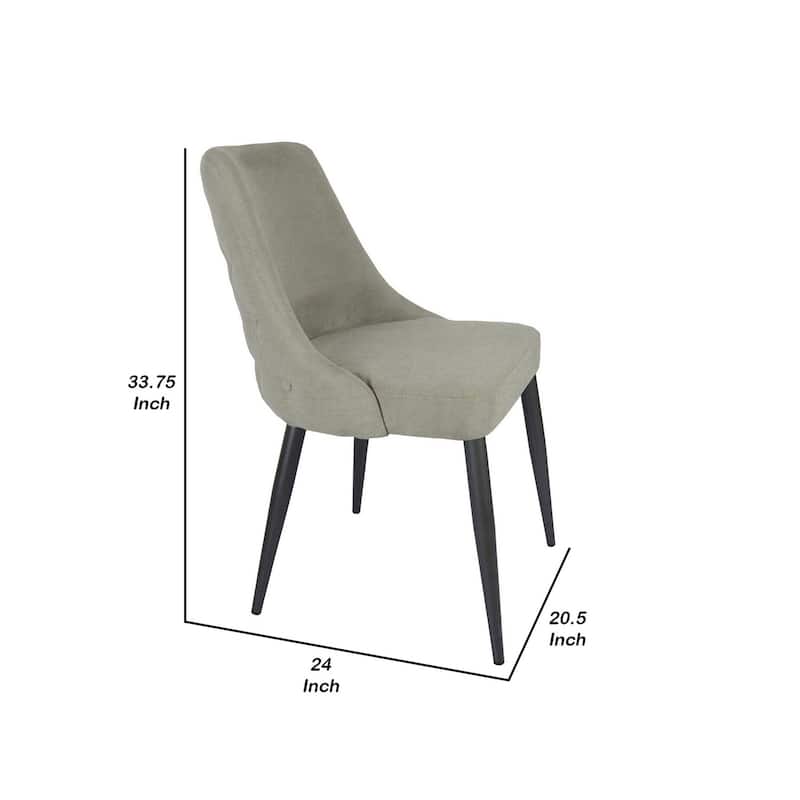 Black/Off White Fabric Upholstered Metal Frame Dining Chair, Set of 2, Sturdy Dining Chair for Dining Rooms - 22.75