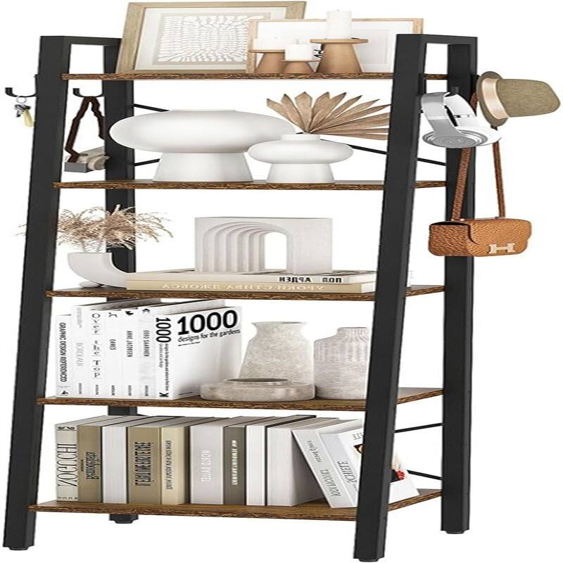 5 Tiers Ladder Bookcase - 11.81"D x 13.39"W x 62.99"H