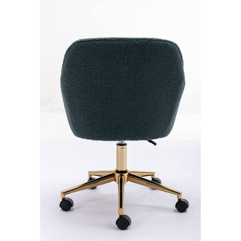 Teddy Fabric Home Office Chair, Adjustable Swivel Desk Chair with Wheels, Upholstered Vanity Chair with Metal Legs