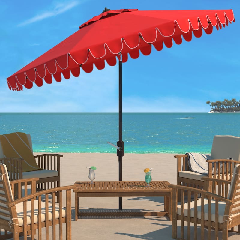 SAFAVIEH Outdoor Gracelyn 11Ft Round Crank Umbrella