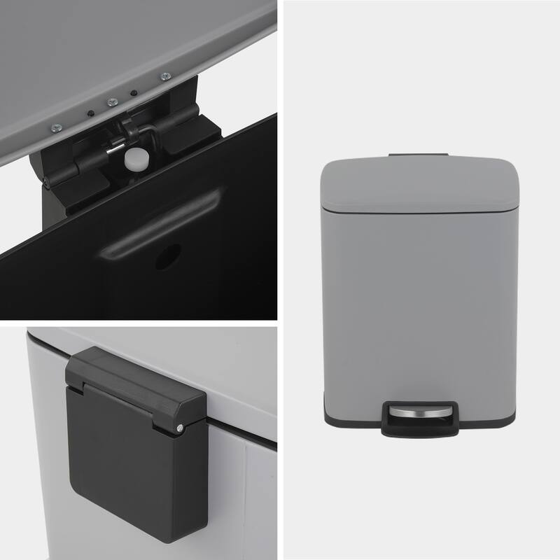 Innovaze 5.3 Gal./20 Liter Rectangular Stainless Steel step-on Trash Can for kitchen