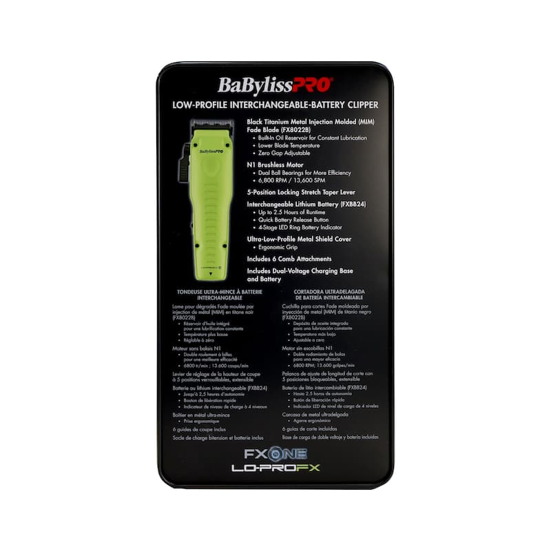 BaBylissPRO FXONE Neon Yellow Clipper FX829 & Trimmer FX729NY + Nano Titanium Light Ionic High Speed Hair Dryer - Neon Yellow