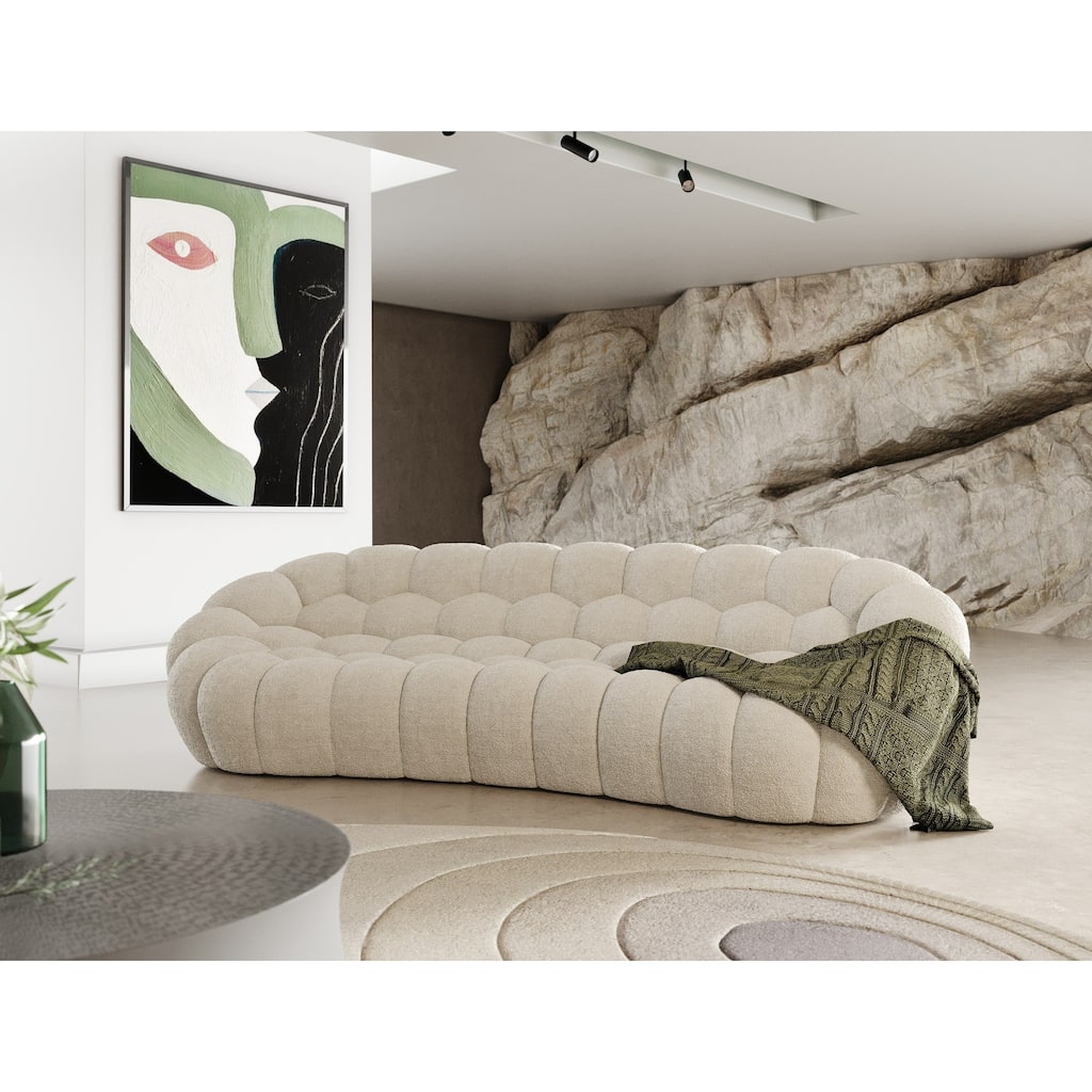 Divani Casa Yolonda Modern Curved Off-White Fabric Sofa