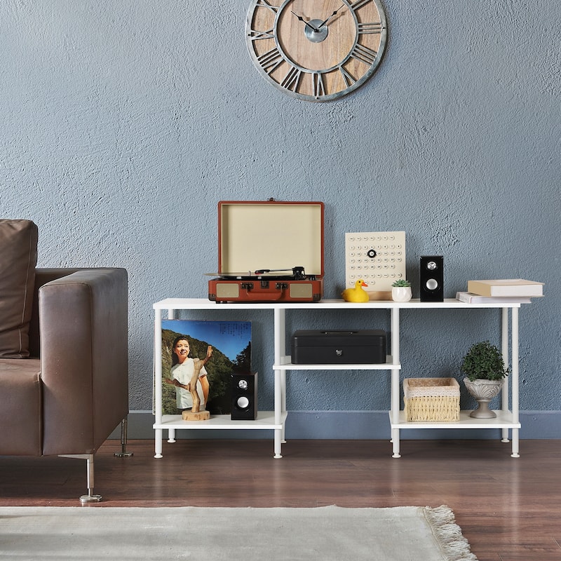 TV Stand for TVs, Entertainment Center with Open Storage Shelves, TV Media Console Table