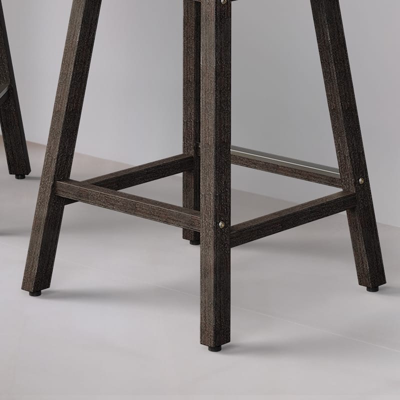 Moasis Solid Wood and Linen Swivel Counter Stool with Nailheads