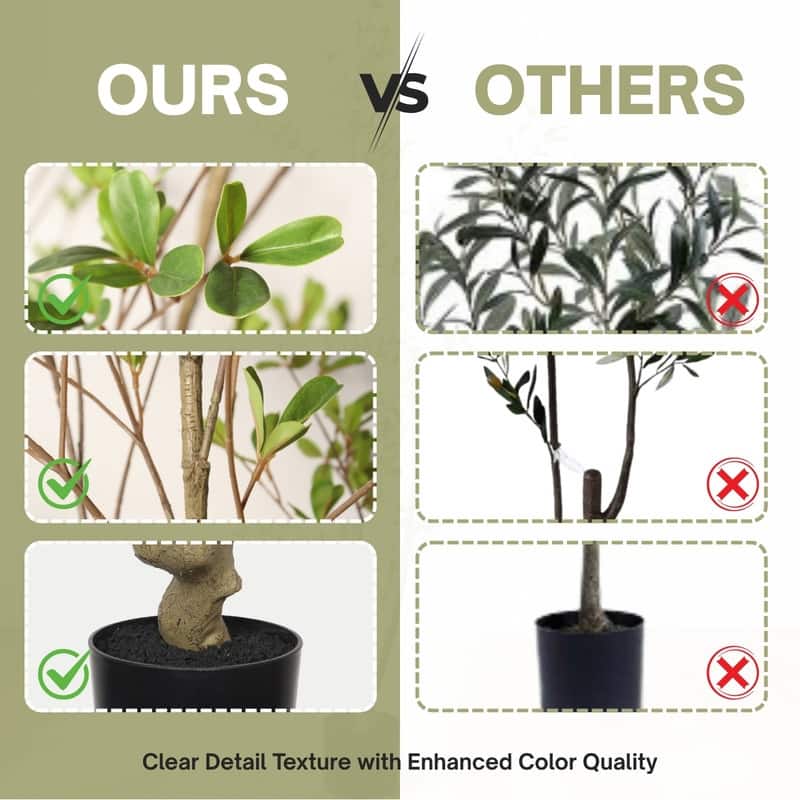 5FT Realistic Artificial Olive Tree in Black Pot - Lifelike Indoor Faux Plant for Home & Office Decor