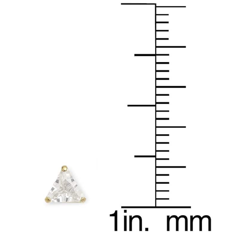 Curata 14k Gold 5mm Trillion-shape Cubic Zirconia Stud Screw-back Earrings - White