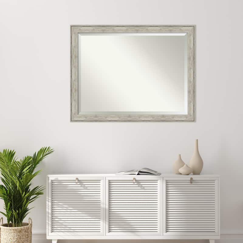 Beveled Bathroom Wall Mirror - Crackled Metallic Frame