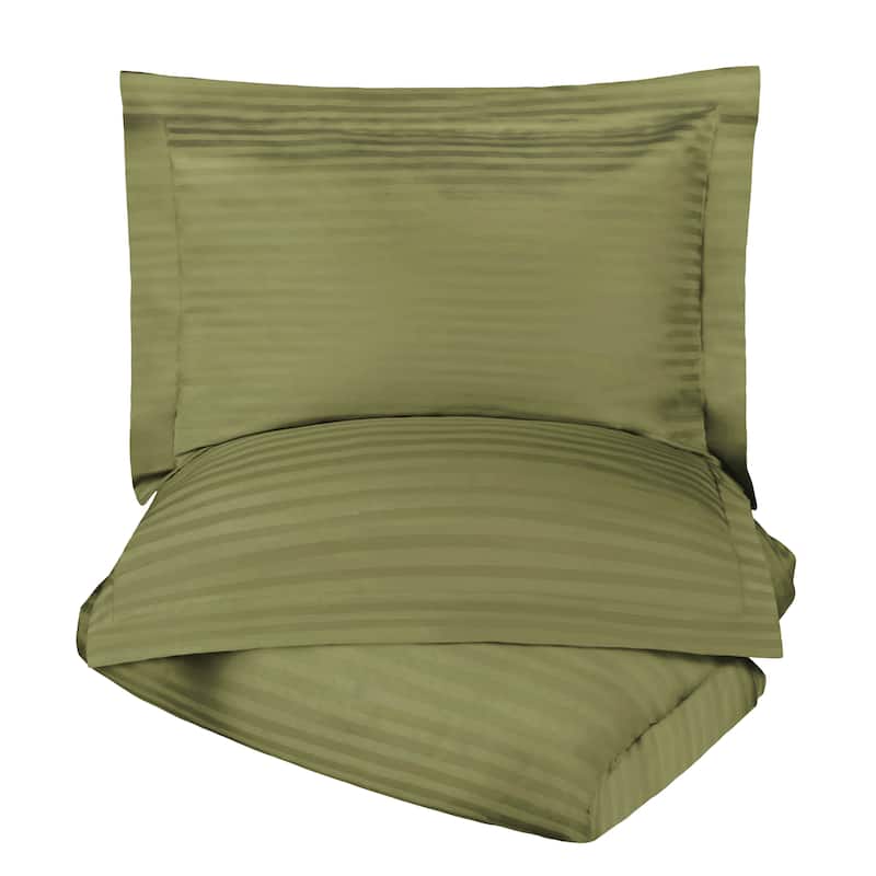 Superior Egyptian Cotton 300 Thread Count Stripe Duvet Cover Set with Pillow Shams