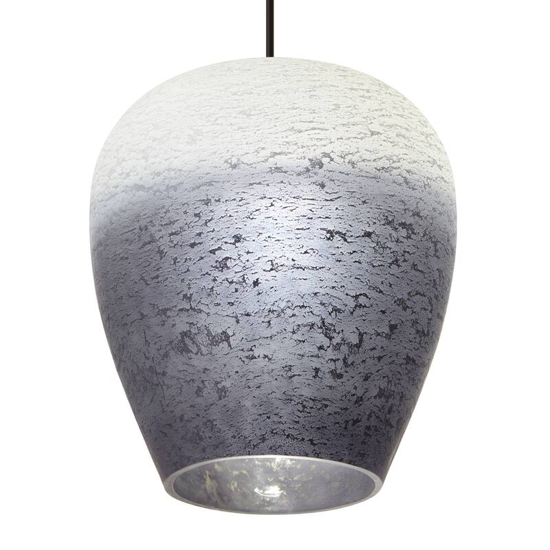 Lily River of Goods Black Metal and Glass 10.75-Inch Pendant Light with Adjustable Hanging Cord - 10.75" x 10.75" x 14/73"