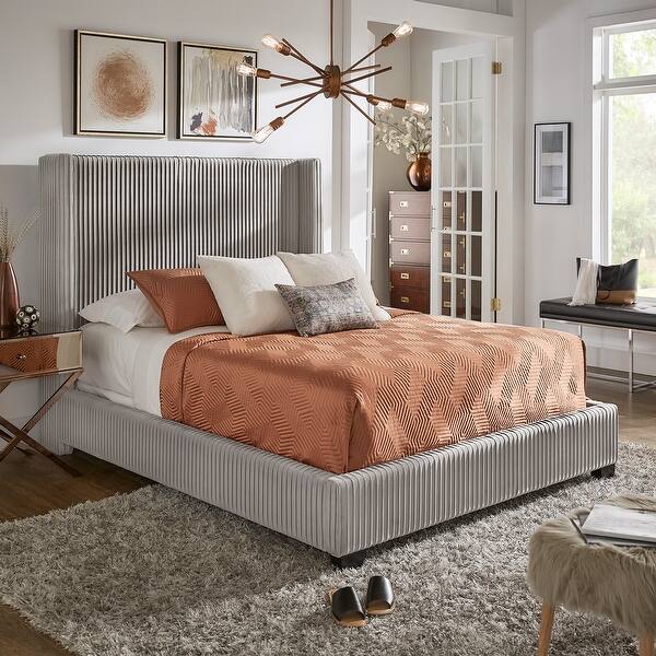 Jules Pleated Velvet Wingback Bed by iNSPIRE Q Modern