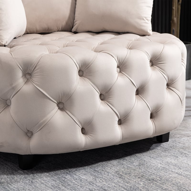 Khaki 24" Velvet Button Tufted Barrel Chair