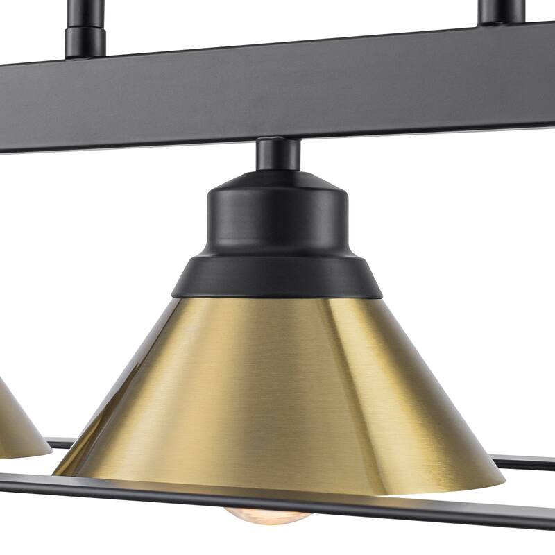 3-Light Industrial Linear Kitchen Island Pendant Light Cone Shades - Dia.25.59-in