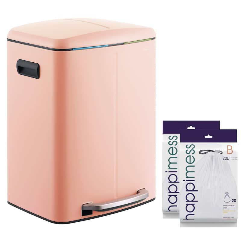 happimess 10.6-Gallon Double Bucket Trash Can with Soft Close Lid