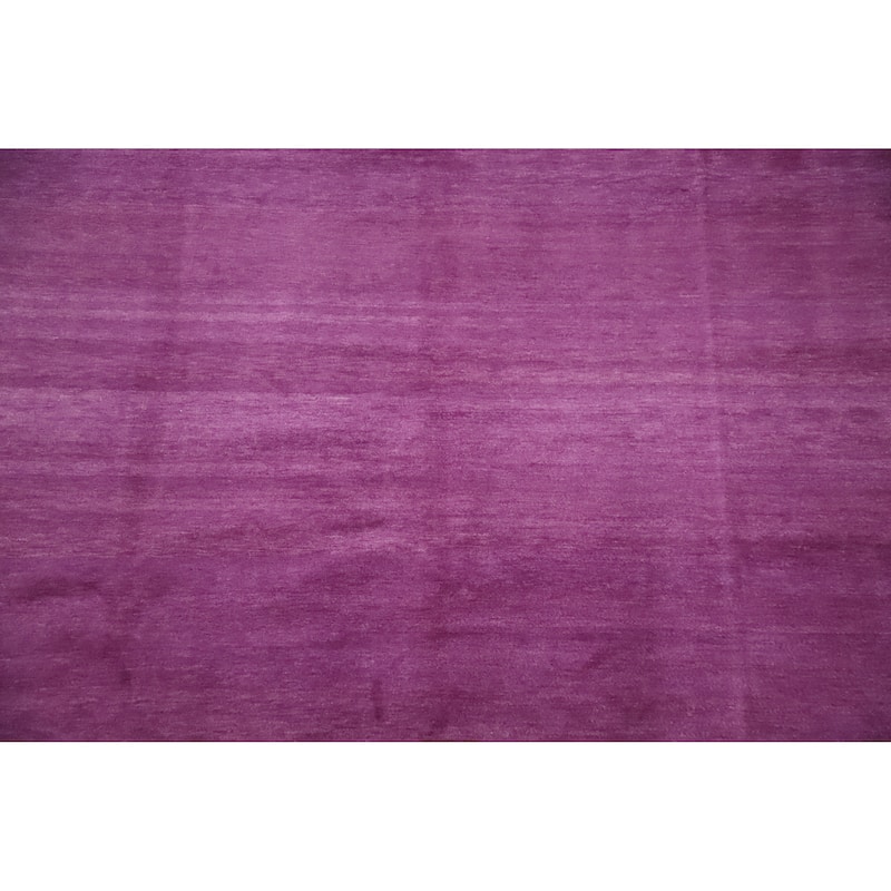 Hand Knotted Oriental 100% Wool Carpet Modern Solid Purples Gabbeh Area Rug - 12' 2'' X 9' 3''