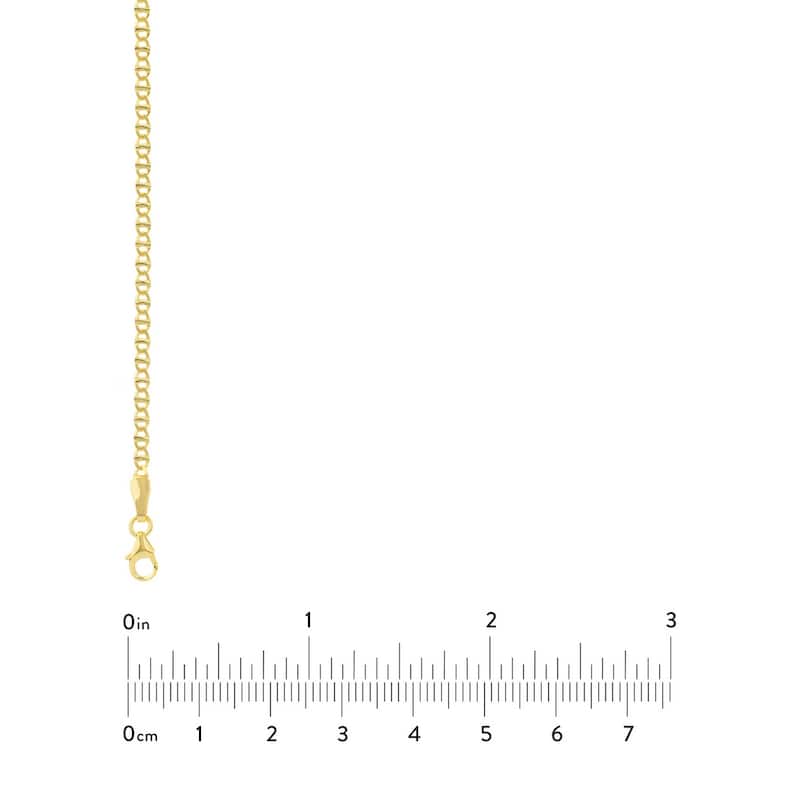 Curata 14k Yellow Gold 2.2mm Flat Mariner Link Chain Necklace (Lobster)