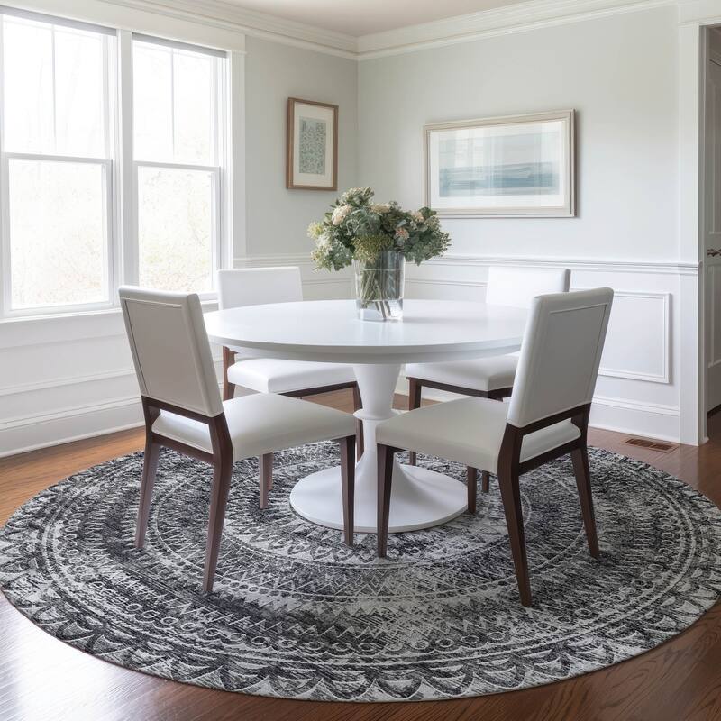 Premium Washable Super Soft Boho Medallion Mayfield Rug - Gray - 8' x 8' - Round