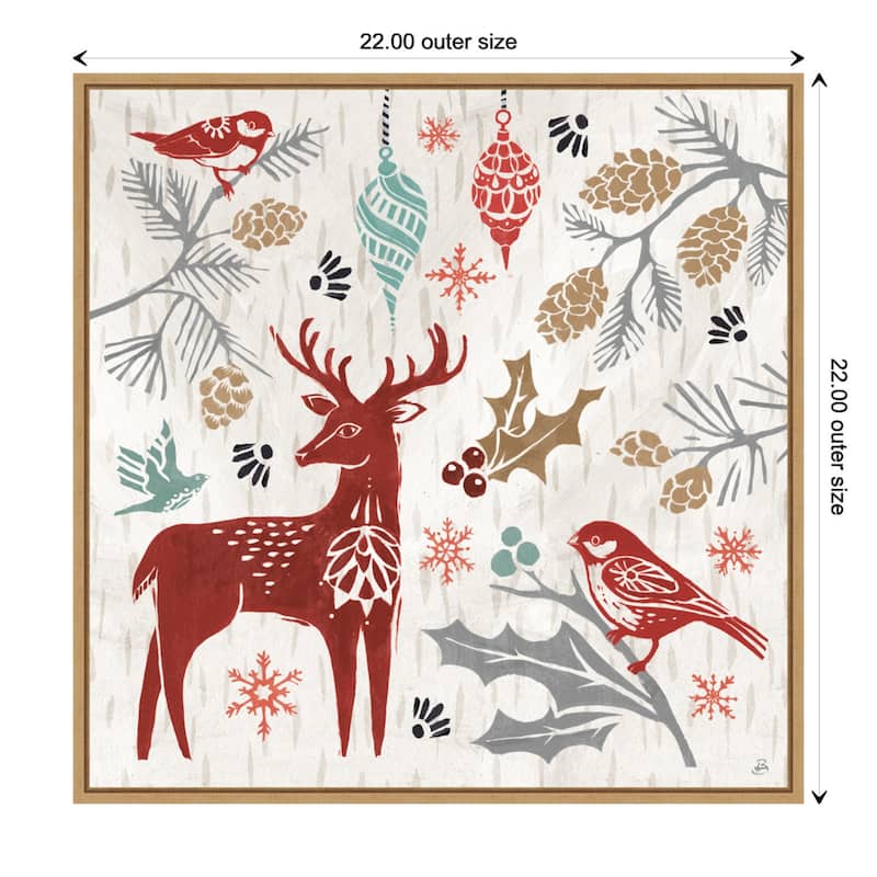 Woodcut Christmas III by Daphne Brissonnet Framed Canvas Wall Art
